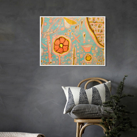 INVIN ART Framed Canvas Giclee Print Efflorescence;1937 by Paul Klee Wall Art Living Room Home Office Decorations