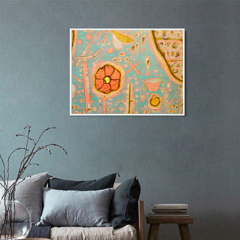 INVIN ART Framed Canvas Giclee Print Efflorescence;1937 by Paul Klee Wall Art Living Room Home Office Decorations