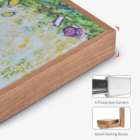 INVIN ART Framed Canvas A Girl with a Watering Can by Pierre Auguste Renoir Wall Art Living Room Home Office Decorations