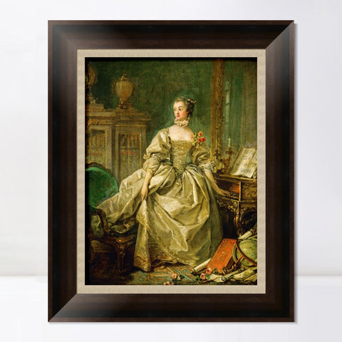 INVIN ART Framed Canvas Art Giclee Print La Marquise de Pompadour by Francois Boucher Wall Art Living Room Home Office Decorations