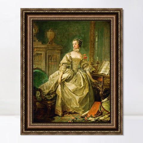 INVIN ART Framed Canvas Art Giclee Print La Marquise de Pompadour by Francois Boucher Wall Art Living Room Home Office Decorations