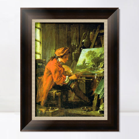 INVIN ART Framed Canvas Art Giclee Print Painter in his Studio by Francois Boucher Wall Art Living Room Home Office Decorations