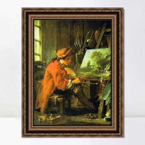 INVIN ART Framed Canvas Art Giclee Print Painter in his Studio by Francois Boucher Wall Art Living Room Home Office Decorations