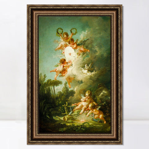 INVIN ART Framed Canvas Art Giclee Print Series#012 by Francois Boucher Wall Art Living Room Home Office Decorations