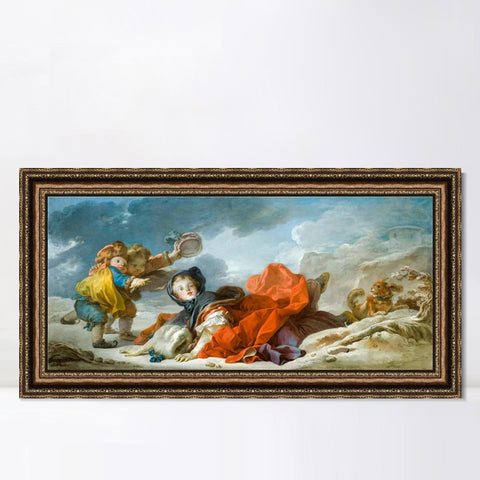 INVIN ART Framed Canvas Art Giclee Print Series#017 by Francois Boucher Wall Art Living Room Home Office Decorations