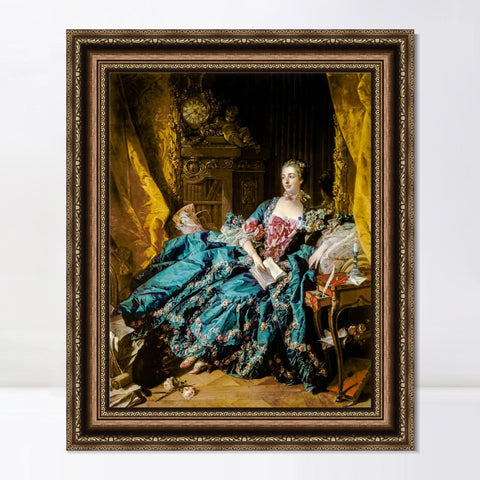 INVIN ART Framed Canvas Art Giclee Print Madame de Pompadour by Francois Boucher Wall Art Living Room Home Office Decorations
