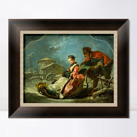 INVIN ART Framed Canvas Art Giclee Print Winter anagoria by Francois Boucher Wall Art Living Room Home Office Decorations