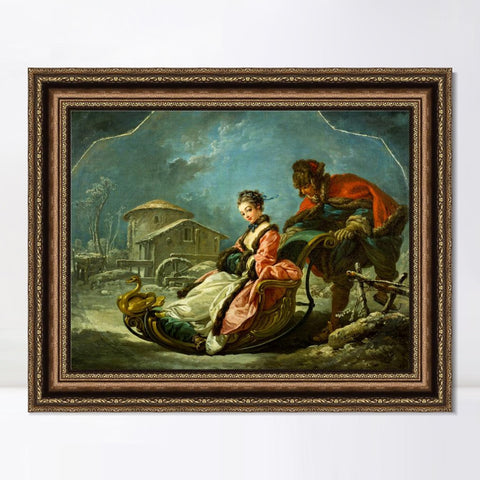 INVIN ART Framed Canvas Art Giclee Print Winter anagoria by Francois Boucher Wall Art Living Room Home Office Decorations