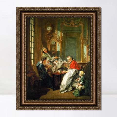 INVIN ART Framed Canvas Art Giclee Print The lunch by Francois Boucher Wall Art Living Room Home Office Decorations