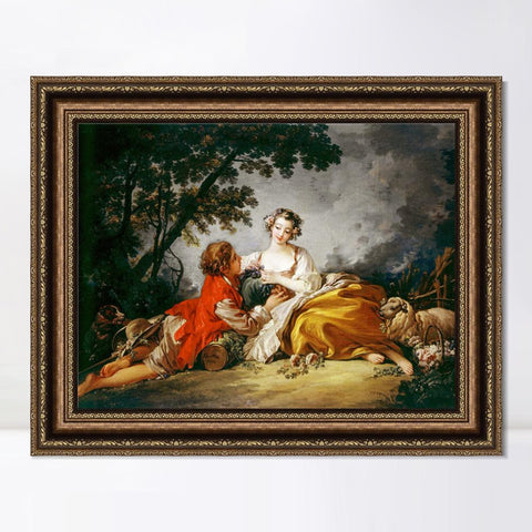 INVIN ART Framed Canvas Art Giclee Print Series#039 by Francois Boucher Wall Art Living Room Home Office Decorations