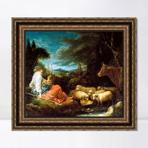 INVIN ART Framed Canvas Art Giclee Print Series#042 by Francois Boucher Wall Art Living Room Home Office Decorations