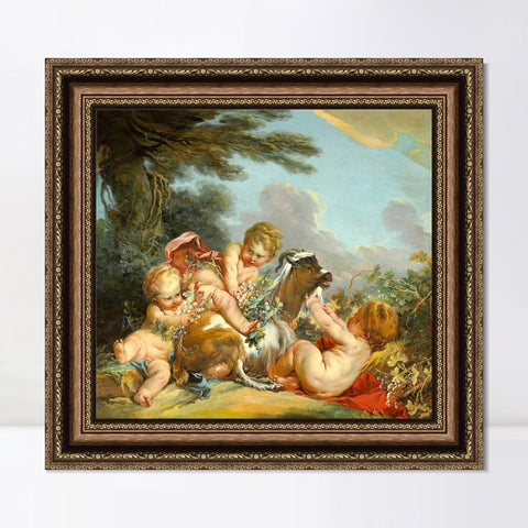 INVIN ART Framed Canvas Art Giclee Print Series#046 by Francois Boucher Wall Art Living Room Home Office Decorations