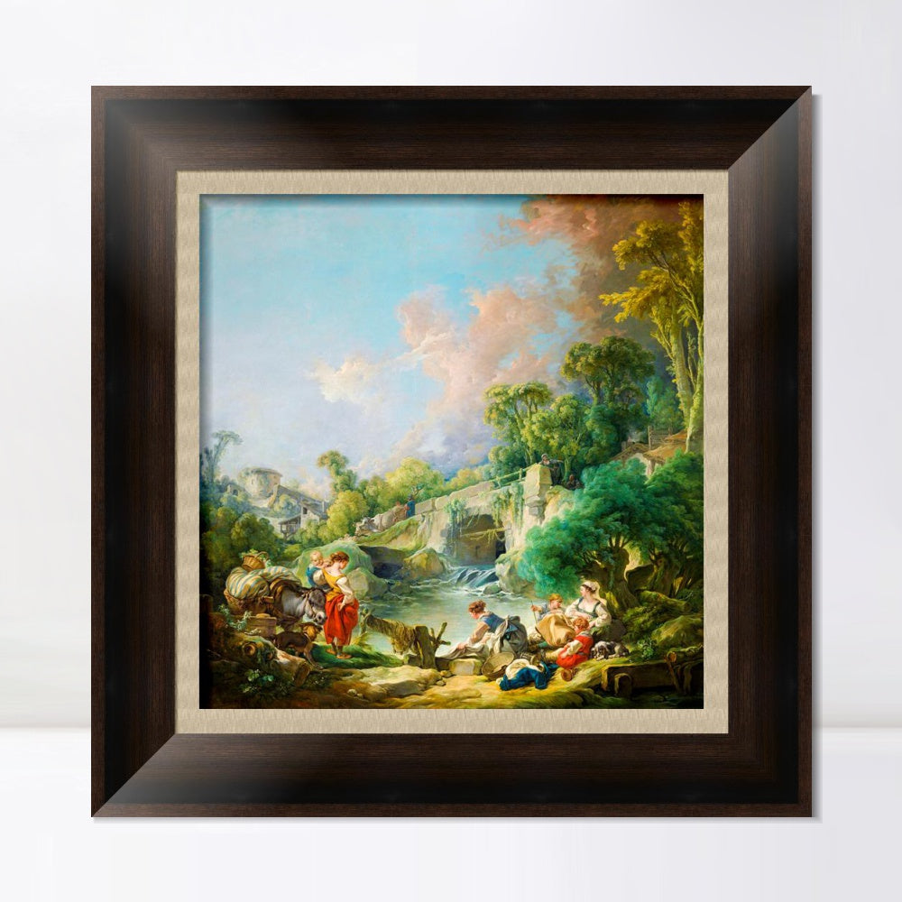 INVIN ART Framed Canvas Art Giclee Print Series#047 by Francois Boucher Wall Art Living Room Home Office Decorations