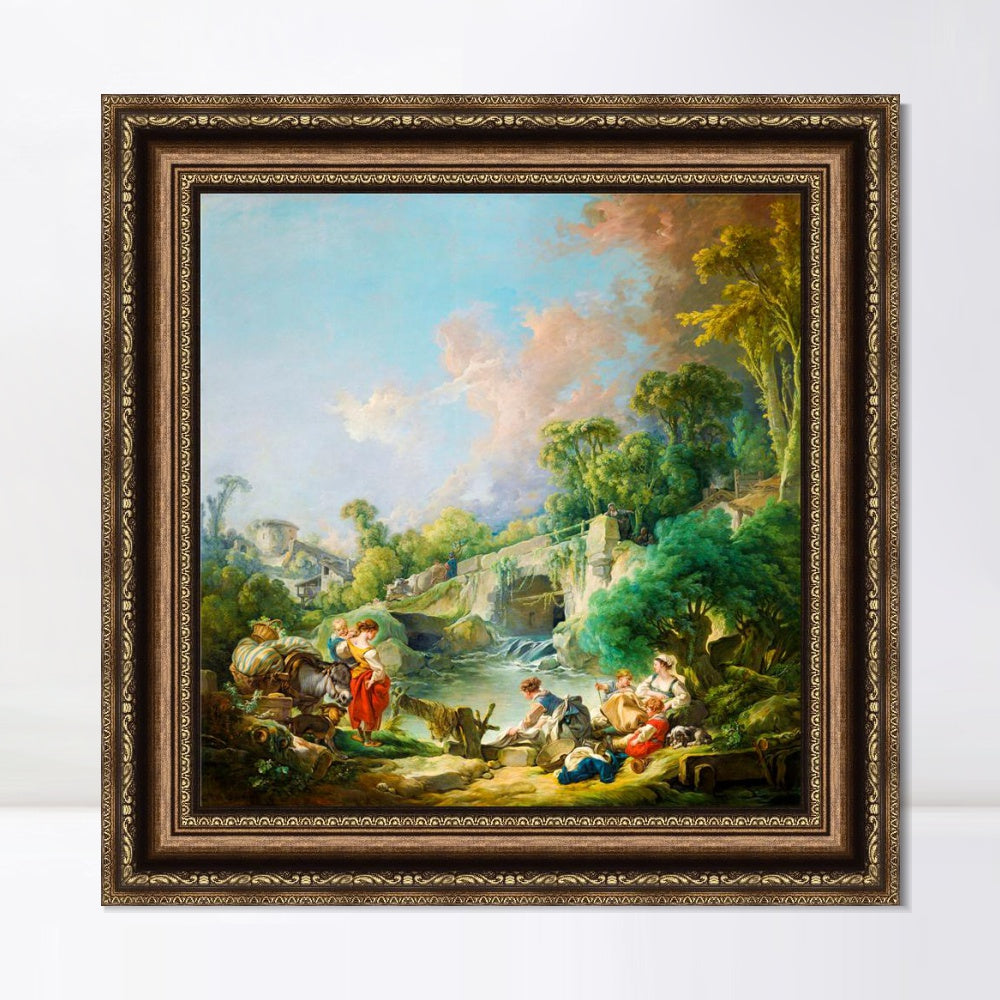 INVIN ART Framed Canvas Art Giclee Print Series#047 by Francois Boucher Wall Art Living Room Home Office Decorations
