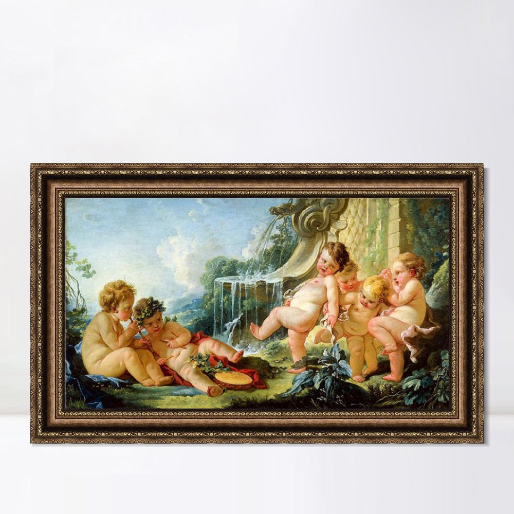INVIN ART Framed Canvas Art Giclee Print Series#048 by Francois Boucher Wall Art Living Room Home Office Decorations