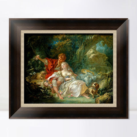 INVIN ART Framed Canvas Art Giclee Print Pastorale,1760 by Francois Boucher Wall Art Living Room Home Office Decorations