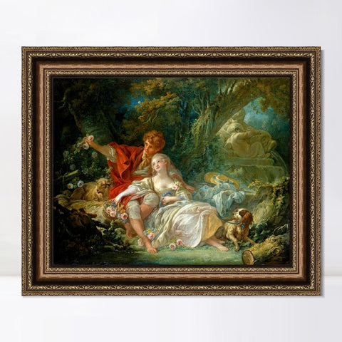INVIN ART Framed Canvas Art Giclee Print Pastorale,1760 by Francois Boucher Wall Art Living Room Home Office Decorations