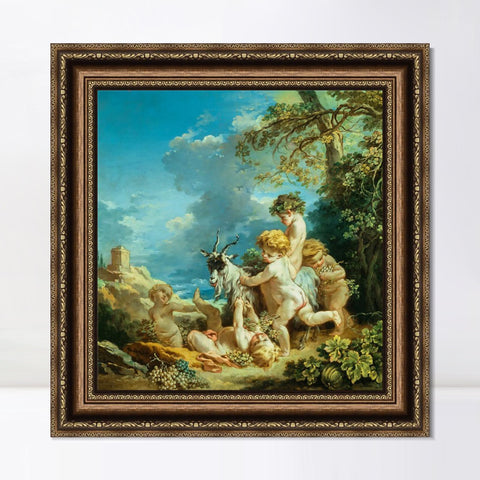 INVIN ART Framed Canvas Art Giclee Print Entitled Autumn, 1731 by Francois Boucher Wall Art Living Room Home Office Decorations