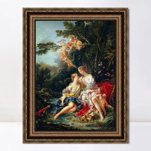 INVIN ART Framed Canvas Art Giclee Print Jupiter and Callisto by Francois Boucher Wall Art Living Room Home Office Decorations