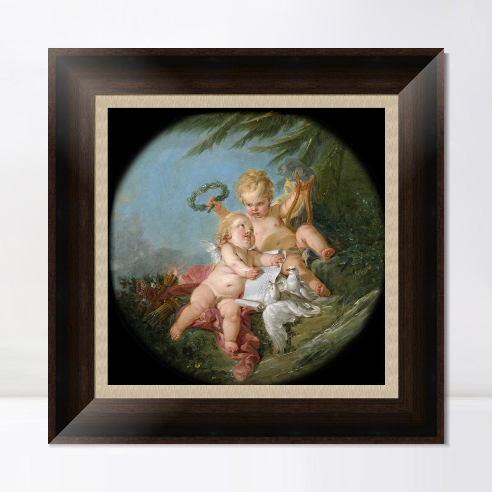 INVIN ART Framed Canvas Art Giclee Print An Allegory of Poetry by Francois Boucher Wall Art Living Room Home Office Decorations