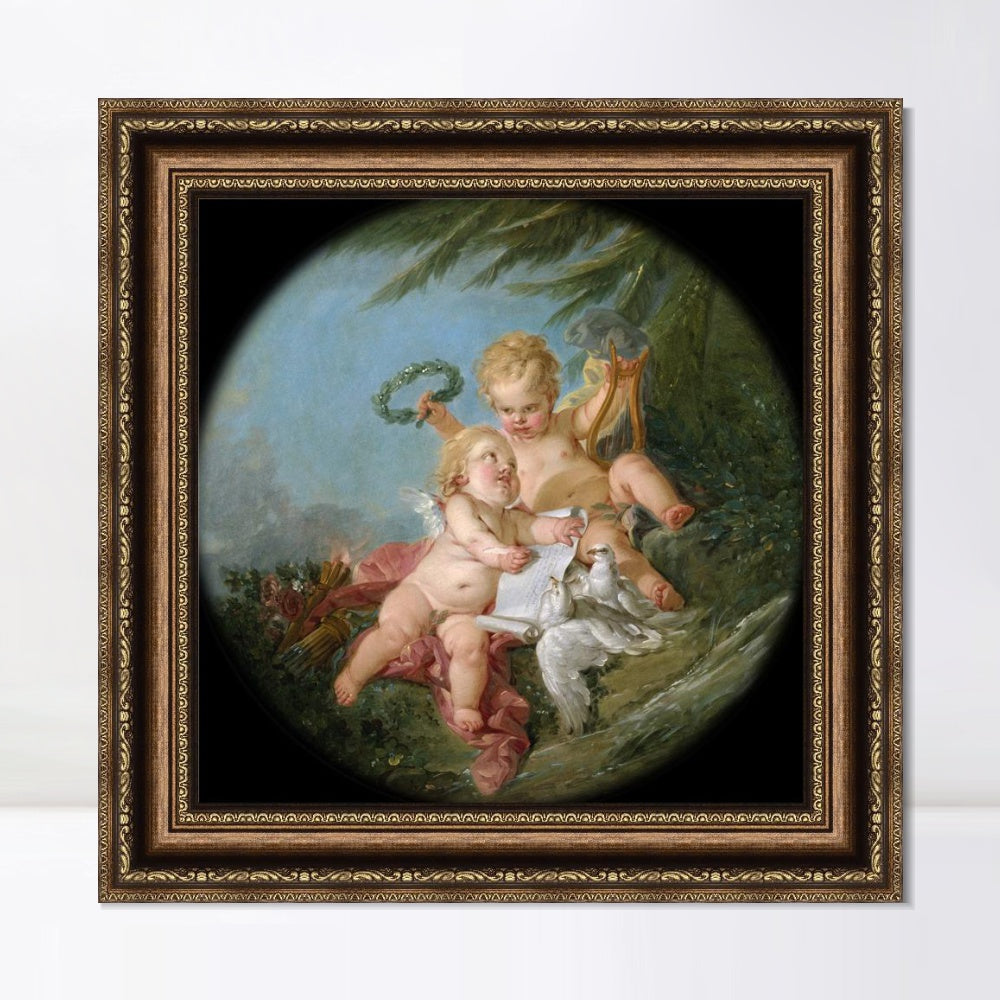 INVIN ART Framed Canvas Art Giclee Print An Allegory of Poetry by Francois Boucher Wall Art Living Room Home Office Decorations