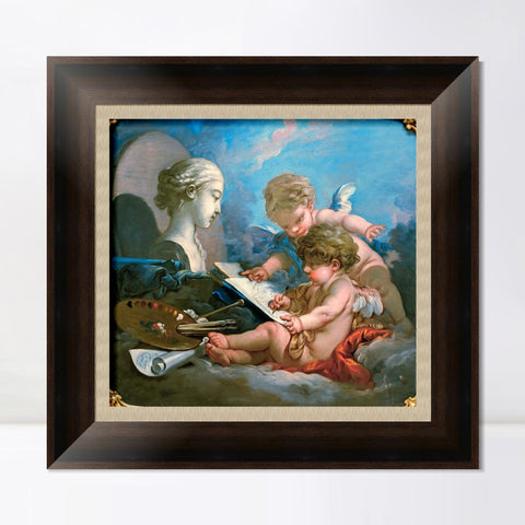 INVIN ART Framed Canvas Art Giclee Print Cupids by Francois Boucher Wall Art Living Room Home Office Decorations