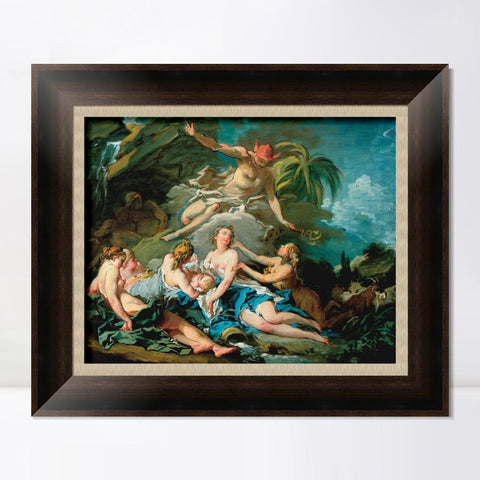 INVIN ART Framed Canvas Art Giclee Print Mercury Entrusting the Infant Bacchus to the Nymphs of Nysa by Francois Boucher Wall Art Living Room Home Office Decorations