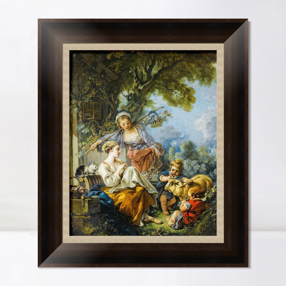 INVIN ART Framed Canvas Art Giclee Print Series#096 by Francois Boucher Wall Art Living Room Home Office Decorations