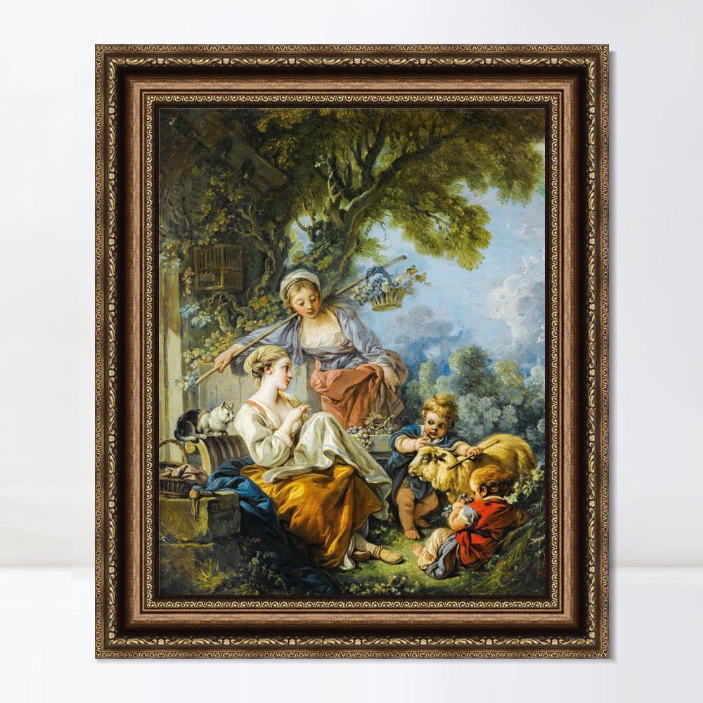 INVIN ART Framed Canvas Art Giclee Print Series#096 by Francois Boucher Wall Art Living Room Home Office Decorations