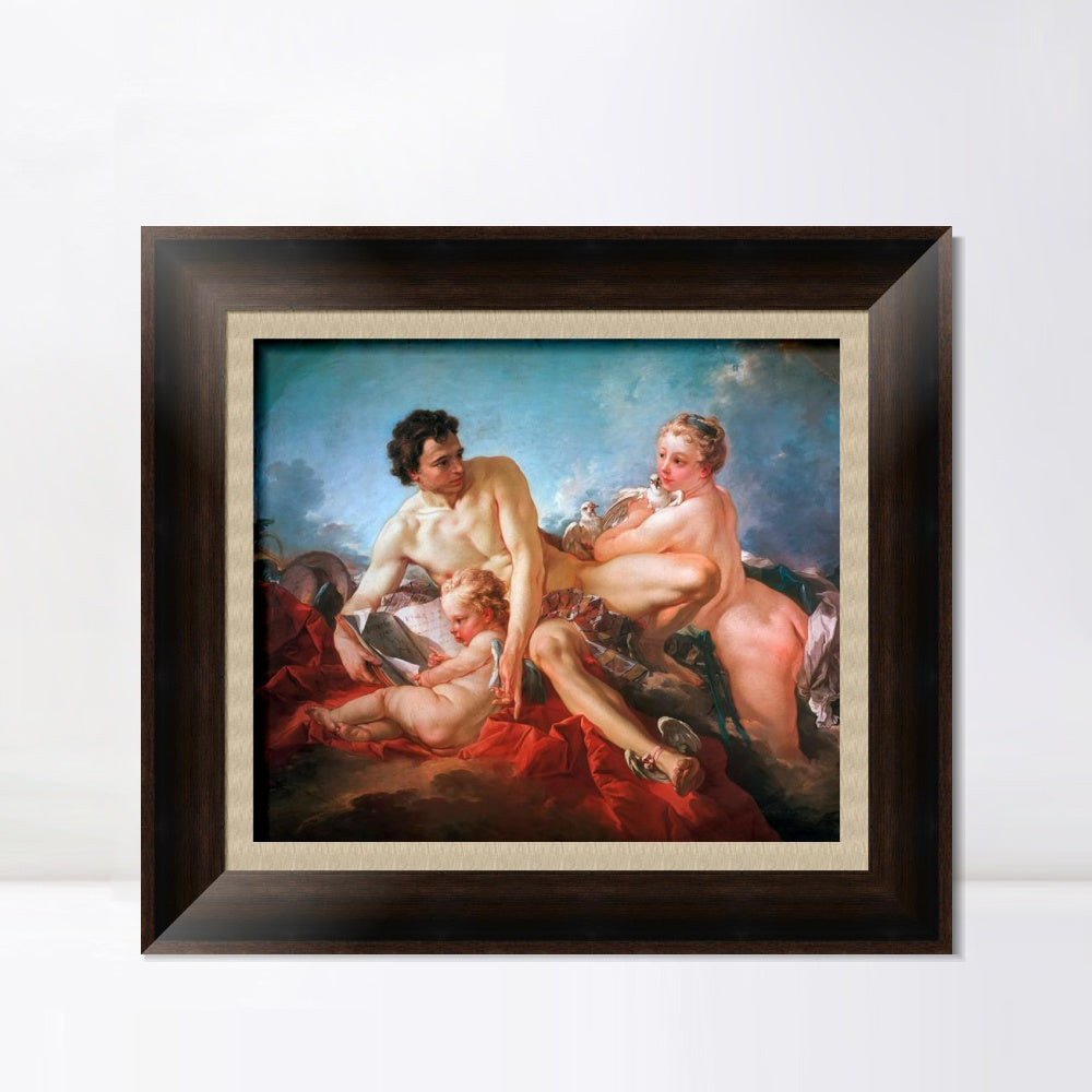 INVIN ART Framed Canvas Art Giclee Print The Education of Cupid by Francois Boucher Wall Art Living Room Home Office Decorations