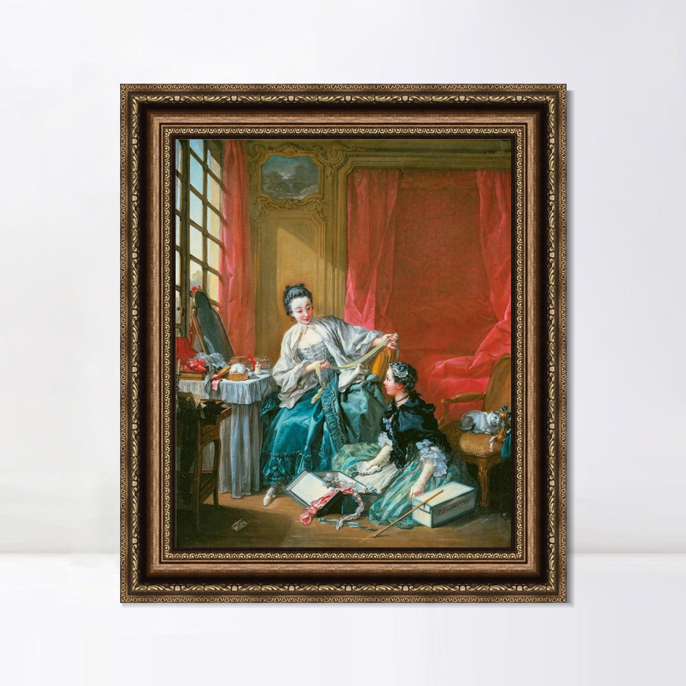 INVIN ART Framed Canvas Art Giclee Print The Modiste by Francois Boucher Wall Art Living Room Home Office Decorations