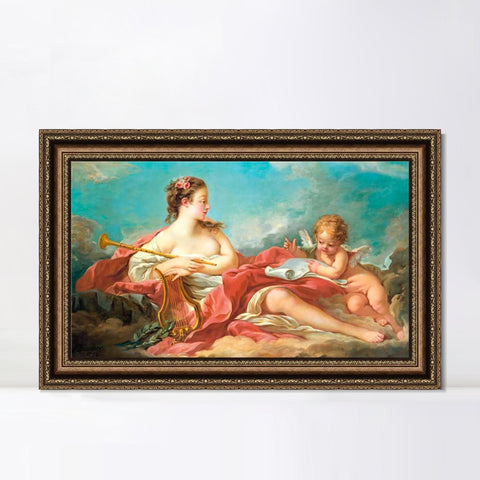 INVIN ART Framed Canvas Art Giclee Print The Muse of Love Poetry by Francois Boucher Wall Art Living Room Home Office Decorations