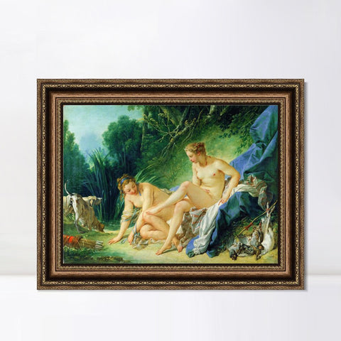 INVIN ART Framed Canvas Art Giclee Print Diana Leaving The Bath by Francois Boucher Wall Art Living Room Home Office Decorations