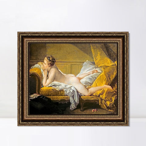 INVIN ART Framed Canvas Art Giclee Print Nude on a sofa by Francois Boucher Wall Art Living Room Home Office Decorations