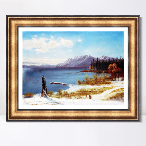 INVIN ART Framed Canvas Art Giclee Print The Lake by Albert Bierstadt Wall Art Living Room Home Office Decorations