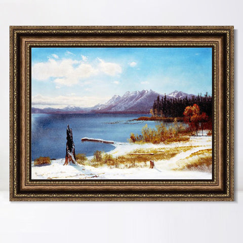 INVIN ART Framed Canvas Art Giclee Print The Lake by Albert Bierstadt Wall Art Living Room Home Office Decorations