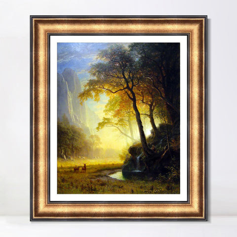 INVIN ART Framed Canvas Art Giclee Print Hetch Hetchy Canyon by Albert Bierstadt Wall Art Living Room Home Office Decorations