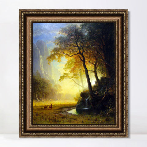 INVIN ART Framed Canvas Art Giclee Print Hetch Hetchy Canyon by Albert Bierstadt Wall Art Living Room Home Office Decorations