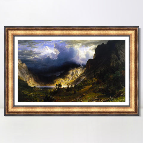 INVIN ART Framed Canvas Art Giclee Print A Storm in the Rocky Mountains by Albert Bierstadt Wall Art Living Room Home Office Decorations