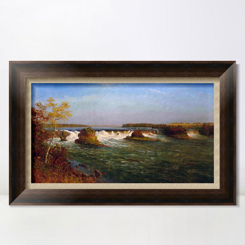 INVIN ART Framed Canvas Art Giclee Print The Running River by Albert Bierstadt Wall Art Living Room Home Office Decorations(European Retro Golden Frame with Linen Liner,20"x28")
