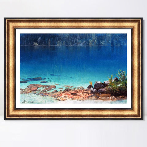 INVIN ART Framed Canvas Art Giclee Print The Quiet Crystal Lake by Albert Bierstadt Wall Art Living Room Home Office Decorations