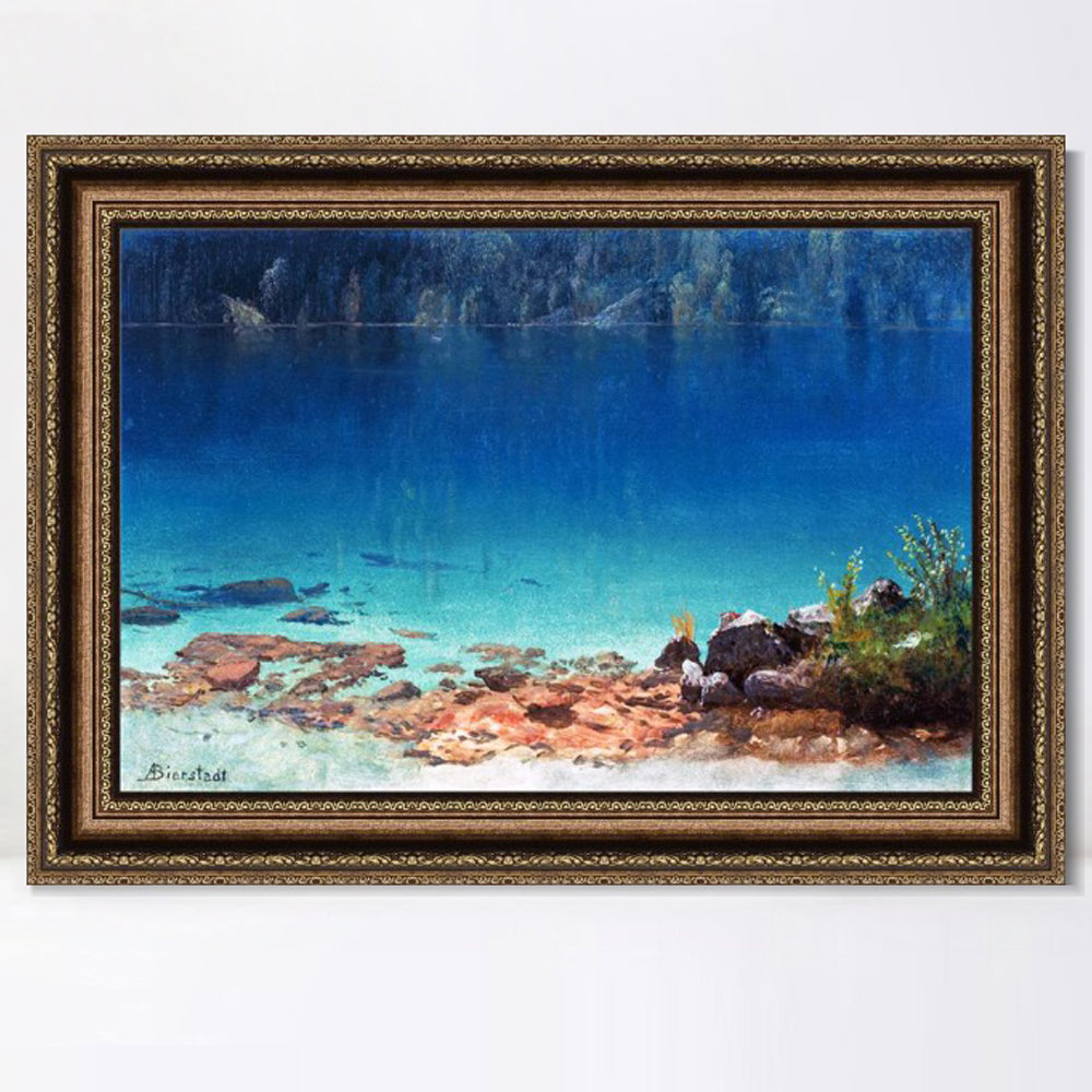 INVIN ART Framed Canvas Art Giclee Print The Quiet Crystal Lake by Albert Bierstadt Wall Art