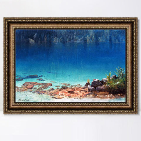 INVIN ART Framed Canvas Art Giclee Print The Quiet Crystal Lake by Albert Bierstadt Wall Art Living Room Home Office Decorations