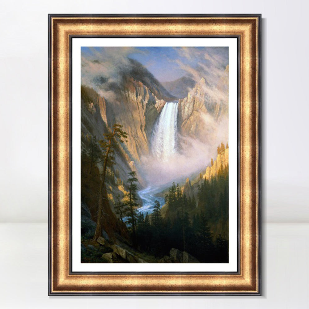 INVIN ART Framed Canvas Art Giclee Print Yellowstone Falls by Albert Bierstadt Wall Art