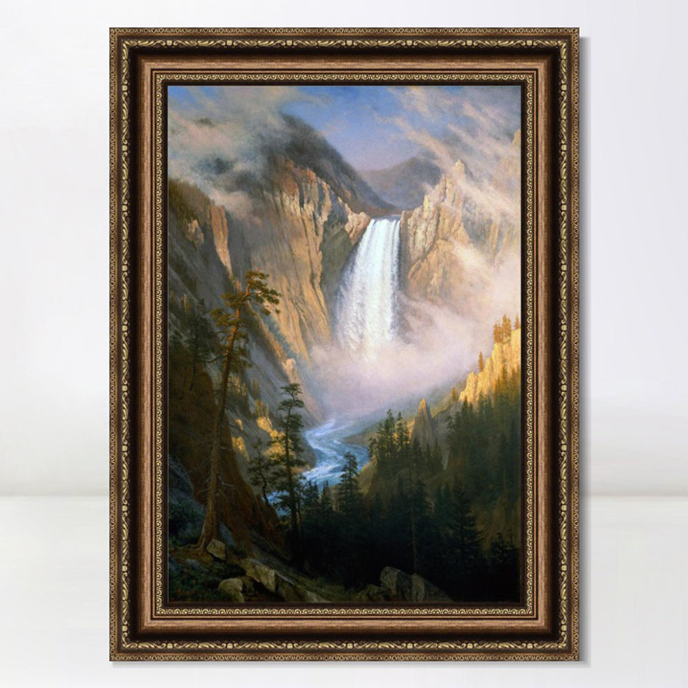 INVIN ART Framed Canvas Art Giclee Print Yellowstone Falls by Albert Bierstadt Wall Art