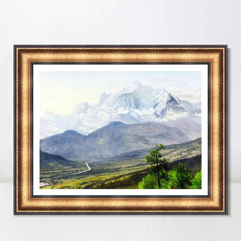 INVIN ART Framed Canvas Art Giclee Print Clouds through the mountains by Albert Bierstadt Wall Art Living Room Home Office Decorations