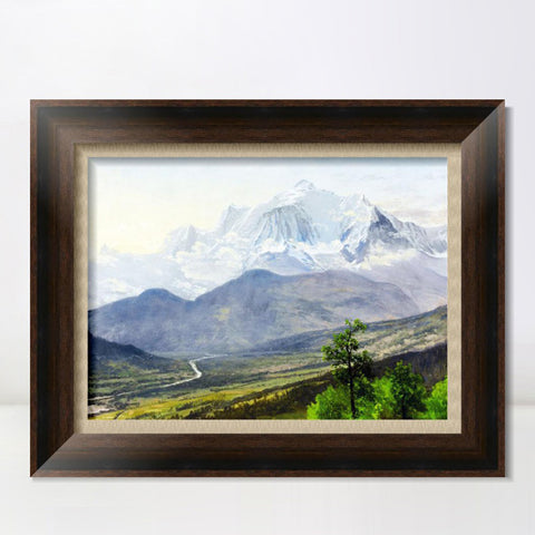 INVIN ART Framed Canvas Art Giclee Print Clouds through the mountains by Albert Bierstadt Wall Art Living Room Home Office Decorations