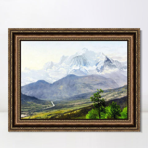 INVIN ART Framed Canvas Art Giclee Print Clouds through the mountains by Albert Bierstadt Wall Art Living Room Home Office Decorations