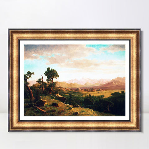 INVIN ART Framed Canvas Art Giclee Print Golden lights cattered on mountains and ground by Albert Bierstadt Wall Art Living Room Home Office Decorations