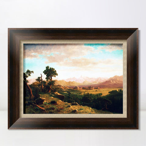 INVIN ART Framed Canvas Art Giclee Print Golden lights cattered on mountains and ground by Albert Bierstadt Wall Art Living Room Home Office Decorations